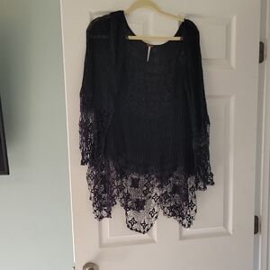 Free People Charcoal Knit Top